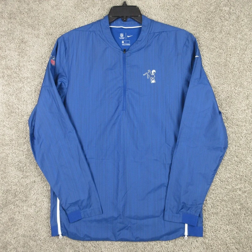 Indianapolis Colts Jacket Mens Medium Blue 1/4 Zip Pullover Windbreaker Nike NFL